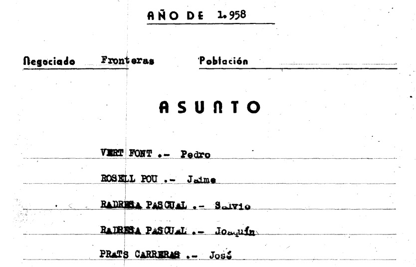 Negociado Fronteras - Año 1958